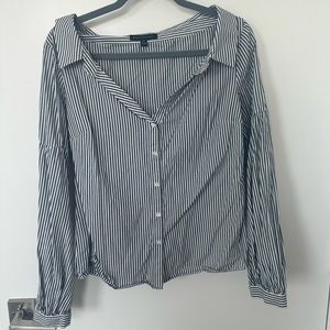 Banana republic wide neck button down